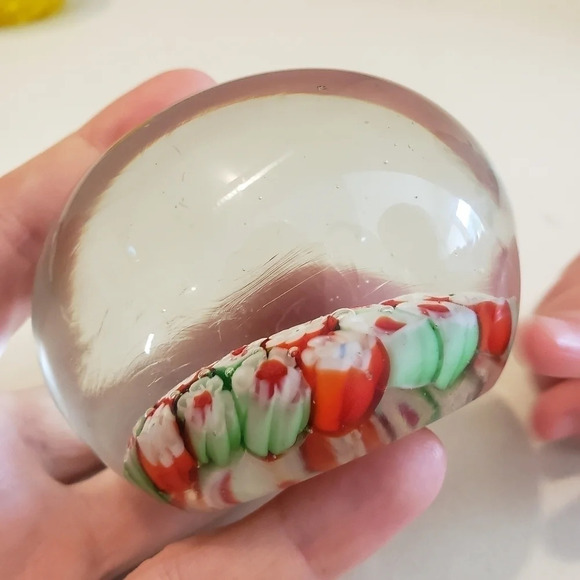ANTIQUE Blown Glass Millefiori Paperweight Floral - Picture 9 of 13